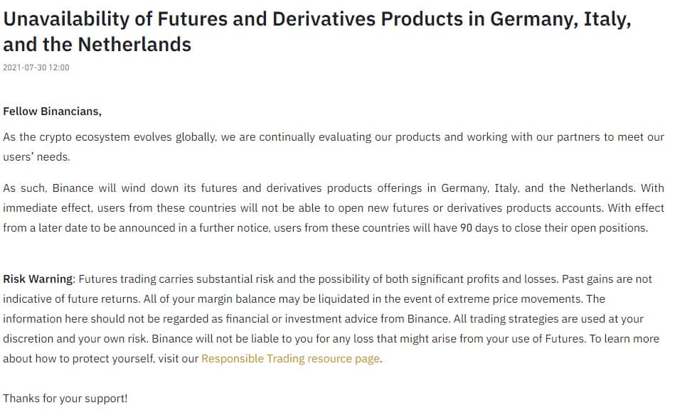 crypto futures are banned